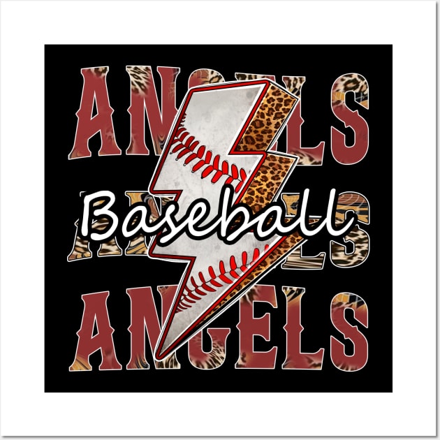 Graphic Baseball Angels Proud Name Team Vintage Wall Art by WholesomeFood